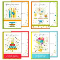 Biglietto Buon Compleanno - 4 soggetti assortiti - conf. 12 pezzi - Kartos - 07557902 - 8009162362256A - DMwebShop