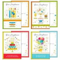 Biglietto Buon Compleanno - 4 soggetti assortiti - conf. 12 pezzi - Kartos - 07557902 - 8009162362256A - DMwebShop