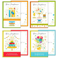 Biglietto Buon Compleanno - 4 soggetti assortiti - conf. 12 pezzi - Kartos - 07557902 - 8009162362256A - DMwebShop