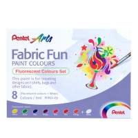 Colore in tubetto per tessuto Fabric Fun - colori fluo assortiti - conf. 8 pezzi - Pentel - FFPC1-F8 - DMwebShop