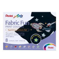 Colore in tubetto per tessuto Fabric Fun - colori sparkling assortiti - conf. 8 pezzi - Pentel - FFPC1-S8 - DMwebShop