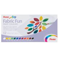 Colore in tubetto per tessuto Fabric Fun - colori base assortiti - conf. 12 pezzi - Pentel - FFPC1-12 - 4711577054674 - DMwebShop