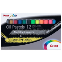 Pastelli a olio - lunghezza 60 mm - colori fluo e metal assortiti - astuccio 12 pezzi - Pentel - PHN-MF12 - DMwebShop