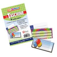 Taschine adesive - con cartoncino portanome - 8,2 x 5,2 cm - PVC - trasparente - conf. 6 pezzi - Colorosa - 62060800 - 8004428060808 - DMwebShop
