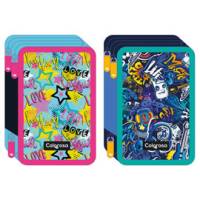 Astuccio Colors 3 zip 13 x 20 x 7,5 cm tessuto fantasie assortite - 21808