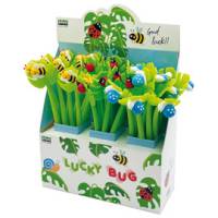 Penne a sfera Lucky Bug Flexi con fusto flessibile fantasie assortite expo 30 pezzi - 25144