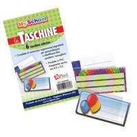Taschine adesive con cartoncino portanome 8,2 x 5,2 cm PVC trasparente - 22182