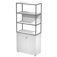 Libreria alta metal + armadio basso Essence - 90 x 46 x 204 cm - Bianco-bianco-bianco-antracite - Artexport - MB3+AB3+28AF/3 - DMwebShop