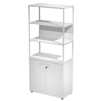 Libreria alta metal + armadio basso Essence - 90 x 46 x 204 cm - Bianco-bianco-bianco-bianco - Artexport - MB3+AB3+28AN/3 - DMwebShop