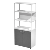 Libreria alta metal + armadio basso Essence - 90 x 46 x 204 cm - Bianco-antracite-bianco-bianco - Artexport - MB3+ABT+28AN/3 - DMwebShop