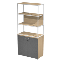 Libreria alta metal + armadio basso Essence - 90 x 46 x 204 cm - Rovere-antracite-rovere-bianca - Artexport - MBC+ABT+28AN/C - DMwebShop