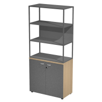 Libreria alta metal + armadio basso Essence - 90 x 46 x 204 cm - Rovere-antracite-antracite-antracite - Artexport - MBC+ABT+28AF/T - DMwebShop