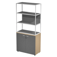 Libreria alta metal + armadio basso Essence - 90 x 46 x 204 cm - Rovere-antracite-antracite-bianca - Artexport - MBC+ABT+28AN/T - DMwebShop