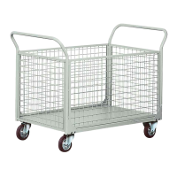 Carrello da lavoro - 4 sponde rete - laterali asportabili - 300 kg - grigio - Tecnotelai - C077G - DMwebShop