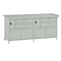 Banco da lavoro - con 4 cassetti e 2 vano - 200 x 67 x 90 cm - grigio - Tecnotelai - BL350 - DMwebShop