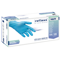 Guanti in nitrile extra strong N69 - senza polvere - taglia XXL - azzurro - conf. 100 pezzi - Reflexx - N69/XXL(11) - 8032891634455 - DMwebShop