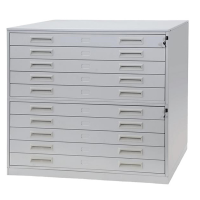 Portadisegni orizzontale - 10 cassetti - per fogli A0 - 137 x 96 x 122 cm - metallo - grigio chiaro - Tecnotelai - D7285 - DMwebShop