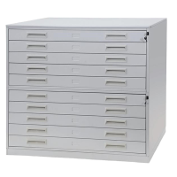 Portadisegni orizzontale - 10 cassetti - per fogli A0 - 137 x 96 x 122 cm - metallo - grigio chiaro - Tecnotelai - D7285 - DMwebShop