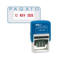 Timbro S260/L2 Datario + PAGATO - 4 mm - autoinchiostrante - bicolore - Colop - S260L2.BLS - 9004362301745 - DMwebShop