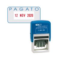 Timbro S260/L2 Datario + PAGATO - 4 mm - autoinchiostrante - bicolore - Colop - S260L2.BLS - 9004362301745 - DMwebShop