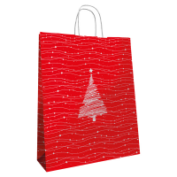Shopper - maniglie cordino - 26 x 11 x 34,5 cm - carta kraft - albero natale - conf. 25 pezzi - Mainetti Bags - 310004025AB25 - 8029307088315 - DMwebShop