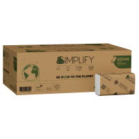 Asciugamani piegati a Z Simplify - 24 x 20,3 cm - goffratura a onda - 17,7 gr - bianco - conf. 20 pezzi - Papernet - 423144 - 8024929004095 - DMwebShop