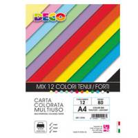 Busta carta - A4 - 80 gr - colori assortiti - 12 fogli - Deco - 12506 - 8004957125061 - DMwebShop