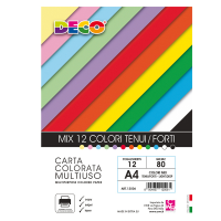 Busta carta - A4 - 80 gr - colori assortiti - 12 fogli - Deco - 12506 - 8004957125061 - DMwebShop