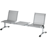 Panca attesa Plexus - 2 posti - con tavolo - senza braccioli - grigio - Unisit - PS2PT - DMwebShop