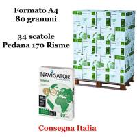 Carta bianca per stampanti multifunzione A4,80 gr scatole da 5 risme 170 Risme Navigator - 896