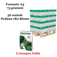 Carta bianca per stampanti multifunzione -  A4 - 75 gr - pallet da 36 scatole - 180 Risme - Discovery - DI75A4-180