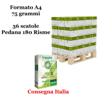 Carta bianca per stampanti multifunzione - A4 - 75 gr - scatole da 5 risme - pallet da 36 scatole - 180 Risme - Rey Impulse - IMPA4-180