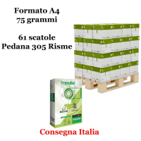 Carta bianca per stampanti multifunzione - A4 - 75 gr - scatole da 5 risme - pallet da 61 scatole - 305 Risme - Rey Impulse - IMPA4-305