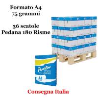Carta bianca per stampanti multifunzione - A4 - 75 gr (non dichiarati sul rifascio) pallet da 36 scatole - 180 Risme - Paperline - MCOPA4-180