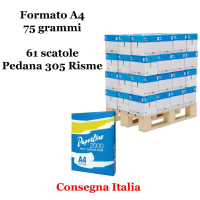 Carta bianca per stampanti multifunzione - A4 - 75 gr (non dichiarati sul rifascio) pallet da 61 scatole - 305 Risme - Paperline - MCOPA4-305