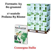 Carta bianca per stampanti multifunzione -  A3 - 80 gr - Scatole da 5 risme - pallet da 17 scatole - 85 Risme - Navigator - NAVA3-85