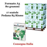 Carta bianca per stampanti multifunzione -  A3 - 80 gr - Scatole da 5 risme - pallet da 17 scatole - 85 Risme - Navigator - NAVA3-85 - DMwebShop