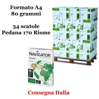 Carta bianca per stampanti multifunzione - A4 - 80 gr - scatole da 5 risme - pallet da 34 scatole - 170 Risme - Navigator - NAVA4-170