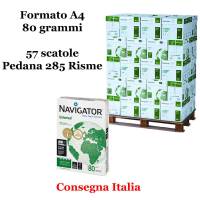 Carta bianca per stampanti multifunzione - A4 - 80 gr - scatole da 5 risme - pallet da 57 scatole - 285 Risme - Navigator - NAVA4-285