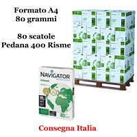 Carta bianca per stampanti multifunzione - A4 - 80 gr - scatole da 5 risme - pallet da 80 scatole - 400 Risme - Navigator - NAVA4-400