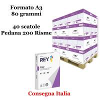 Carta bianca per stampanti ad alta velocita' -  A3 - 80 gr - Scatole da 5 risme - pallet da 40 scatole - 200 Risme - Rey Copy - REYA380-200