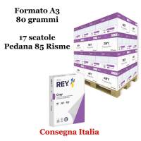 Carta bianca per stampanti ad alta velocita' -  A3 - 80 gr - Scatole da 5 risme - pallet da 17 scatole - 85 Risme - Rey Copy - REYA380-85 - DMwebShop