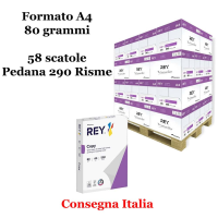 Carta bianca per stampanti ad alta velocita' - A4 - 80 gr - scatole da 5 risme - pallet da 58 scatole - 290 Risme - Rey Copy - REYA480-290