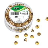 Occhielli ottonati - per occhiellatrice - Ø 5 mm - oro - conf. 250 pezzi - Lebez - 102 - 4970115502101 - DMwebShop