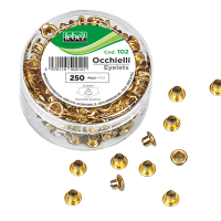 Occhielli ottonati per occhiellatrice - Ø 5 mm - oro - conf. 250 pezzi - Lebez - 102 - 4970115502101 - DMwebShop