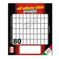 Etichetta adesiva permanente rettangolare - 16 x 10 mm - 80 etich. per foglio - 10 fogli per busta - bianco - conf. 25 pezzi Markin - 10012 - 31075A - DMwebShop