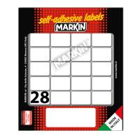 Etichetta adesiva permanente rettangolare - 28 x 19 mm - 28 etich. per foglio - 10 fogli per busta - bianco - conf. 25 pezzi Markin - X10023 - 8007047936325 - DMwebShop