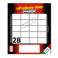 Etichetta adesiva permanente rettangolare - 28 x 19 mm - 28 etich. per foglio - 10 fogli per busta - bianco - conf. 25 pezzi Markin - X10023 - 8007047936325 - DMwebShop