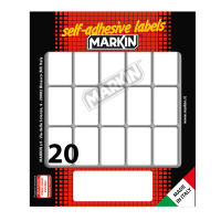 Etichetta adesiva permanente rettangolare - 34 x 21 mm - 20 etich. per foglio - 10 fogli per busta - bianco - conf. 25 pezzi Markin - X10027 - 8007047936561 - DMwebShop