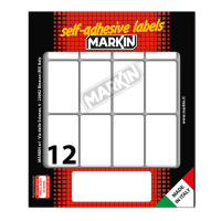 Etichetta adesiva permanente rettangolare - 46 x 27 mm - 12 etich. per foglio - 10 fogli per busta - bianco - conf. 25 pezzi Markin - 10034 - 8007047036988 - DMwebShop
